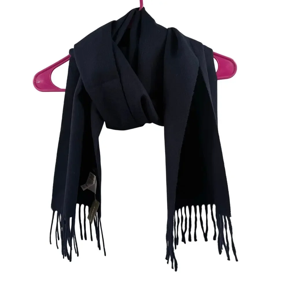 J.Crew Scarf Cashmere Wool Blend NWT Men Unisex Navy Made In Italy Winter Fringe